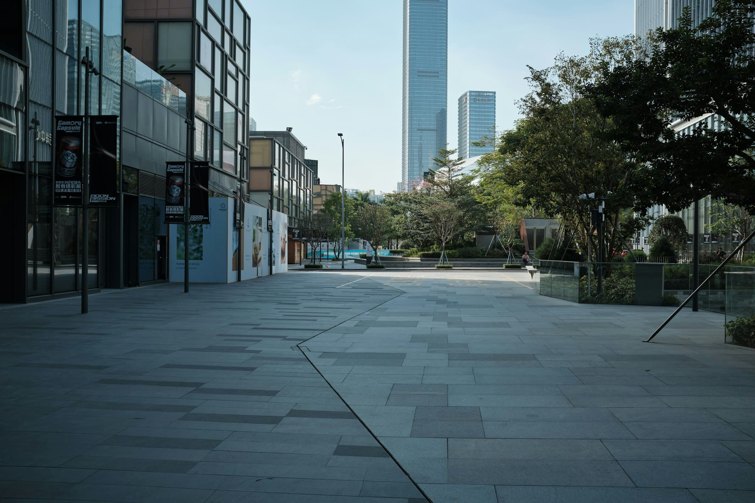 Commercial buildings along an urban business district